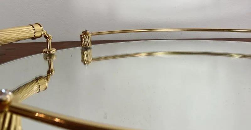 Discount Pamono Italian 24-Karat Gold Plated and Brass Tray with Mirror, 1980s