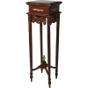 Pamono Italian Liberty Style Square Wooden High Column with Brass Details, 1940s> Pedestals And Columns