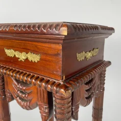 Pamono Italian Liberty Style Square Wooden High Column with Brass Details, 1940s><noscript><img width=