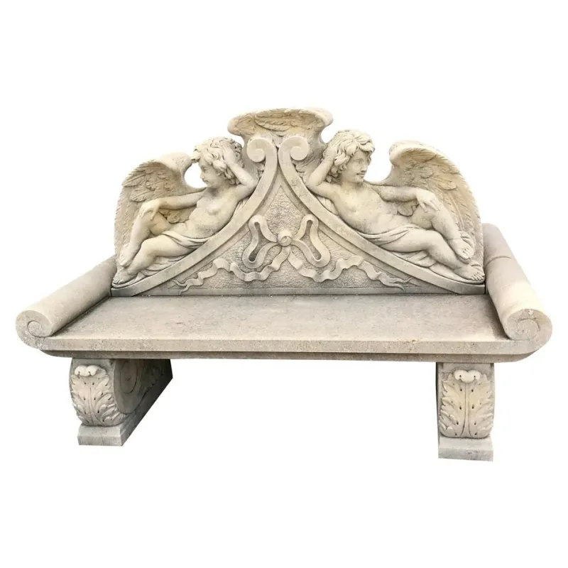 New Pamono Italian Lime Stone Bench, 1990s