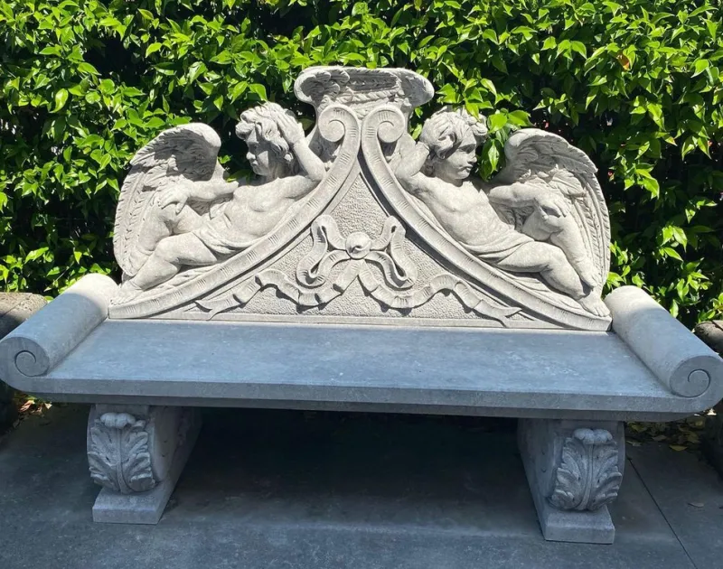 New Pamono Italian Lime Stone Bench, 1990s