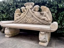 New Pamono Italian Lime Stone Bench, 1990s