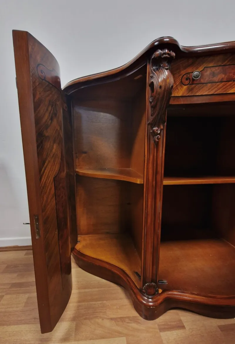 Pamono Italian Louis XV Style Sideboard in Walnut with Inlays, 1970s> Sideboards & Buffets