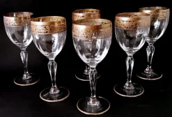 Pamono Italian Louis XVI Style Water Goblets with Gold Rim, 1970s, Set of 6> Glassware