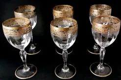 Pamono Italian Louis XVI Style Water Goblets with Gold Rim, 1970s, Set of 6> Glassware
