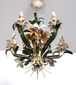 Sale Pamono Italian Metal Flower Chandelier, 1960s