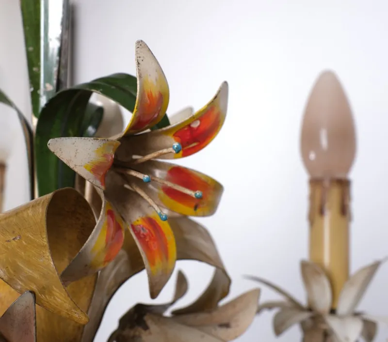 Sale Pamono Italian Metal Flower Chandelier, 1960s