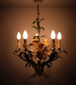 Sale Pamono Italian Metal Flower Chandelier, 1960s