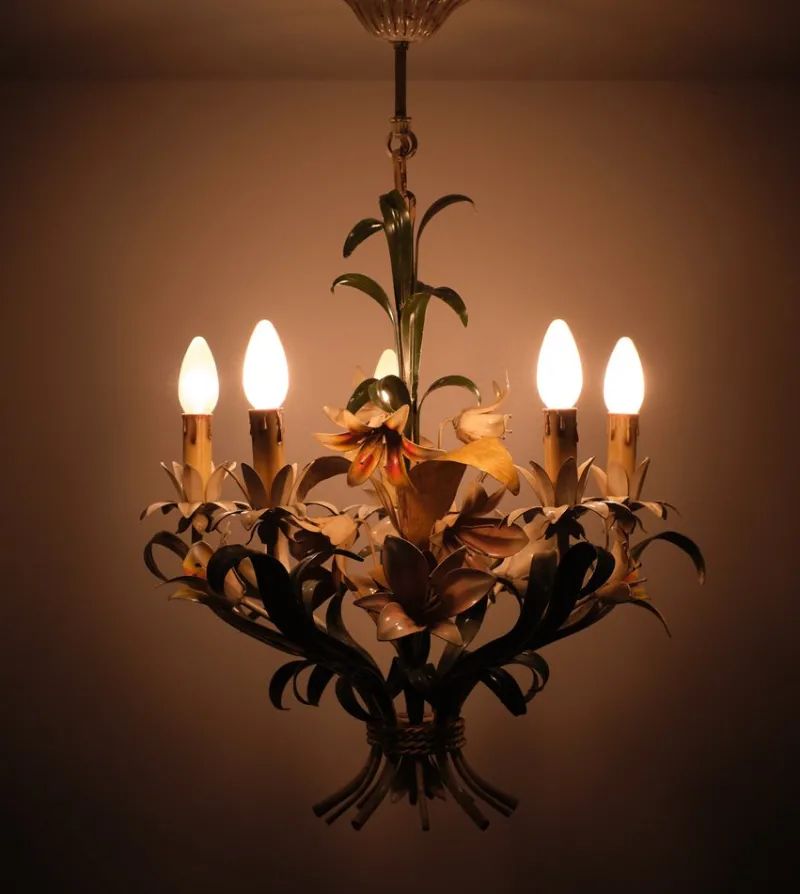 Sale Pamono Italian Metal Flower Chandelier, 1960s