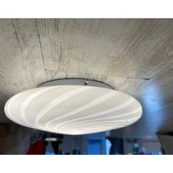 Online Pamono Italian Milky-White Swirls Murano Glass Wall Sconce by Simoeng