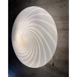 Online Pamono Italian Milky-White Swirls Murano Glass Wall Sconce by Simoeng
