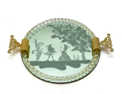 Hot Pamono Italian Mirror-Engraved Murano Glass Serving Tray from Ercole Barovier, 1940s