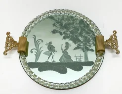 Hot Pamono Italian Mirror-Engraved Murano Glass Serving Tray from Ercole Barovier, 1940s