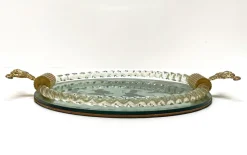 Hot Pamono Italian Mirror-Engraved Murano Glass Serving Tray from Ercole Barovier, 1940s