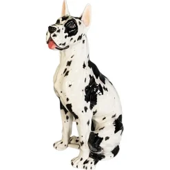 Best Pamono Italian Modern Black & White Ceramic Sculpture of Harlequin Great Dane Dog, 1980s