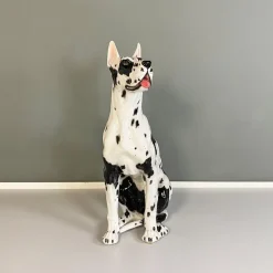 Best Pamono Italian Modern Black & White Ceramic Sculpture of Harlequin Great Dane Dog, 1980s