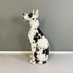 Best Pamono Italian Modern Black & White Ceramic Sculpture of Harlequin Great Dane Dog, 1980s