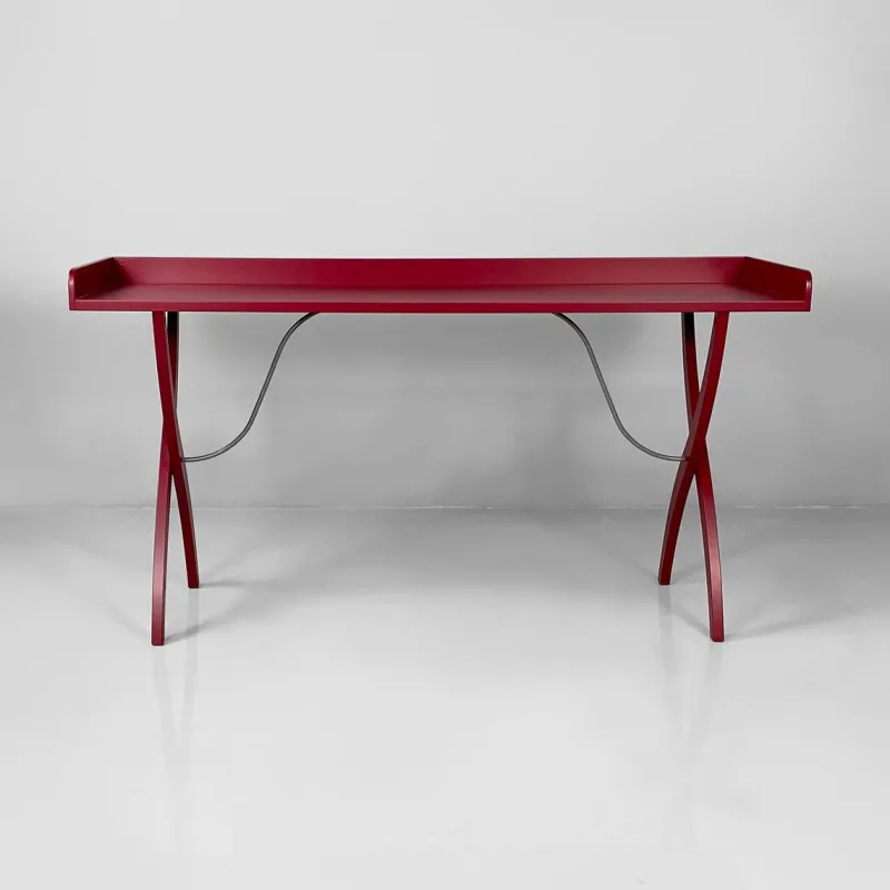 Online Pamono Italian Modern Burgundy Wood and Metal Console, 1980s