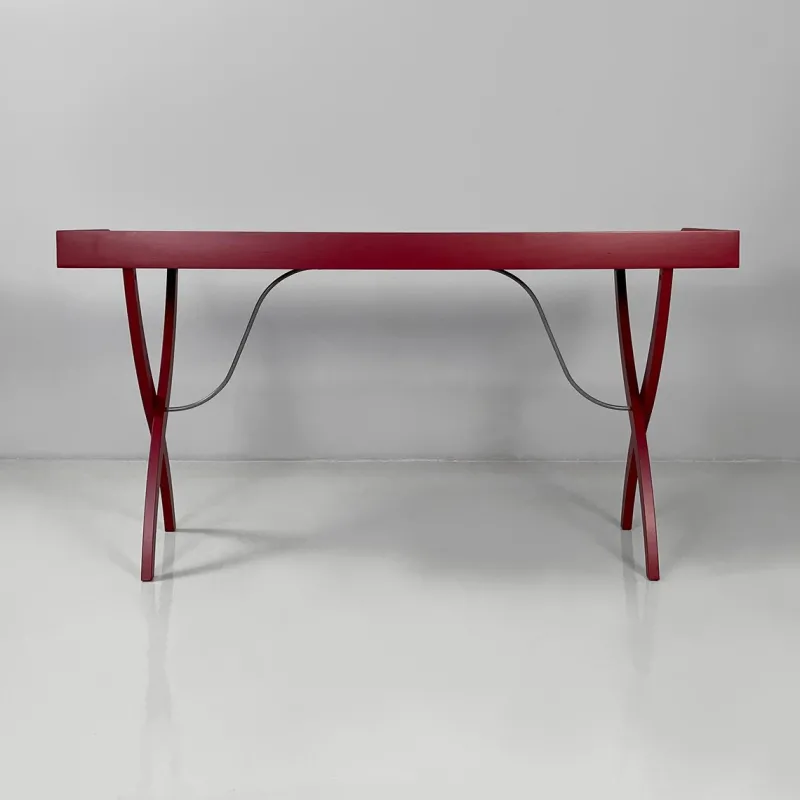 Online Pamono Italian Modern Burgundy Wood and Metal Console, 1980s