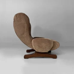 Pamono Italian Modern Chair in Brown Velvet and Wood by Guido Bonzanini for Tecnosalotti, 1970s> Lounge Chairs & Armchairs
