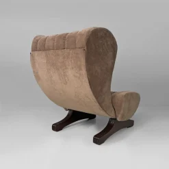 Pamono Italian Modern Chair in Brown Velvet and Wood by Guido Bonzanini for Tecnosalotti, 1970s> Lounge Chairs & Armchairs