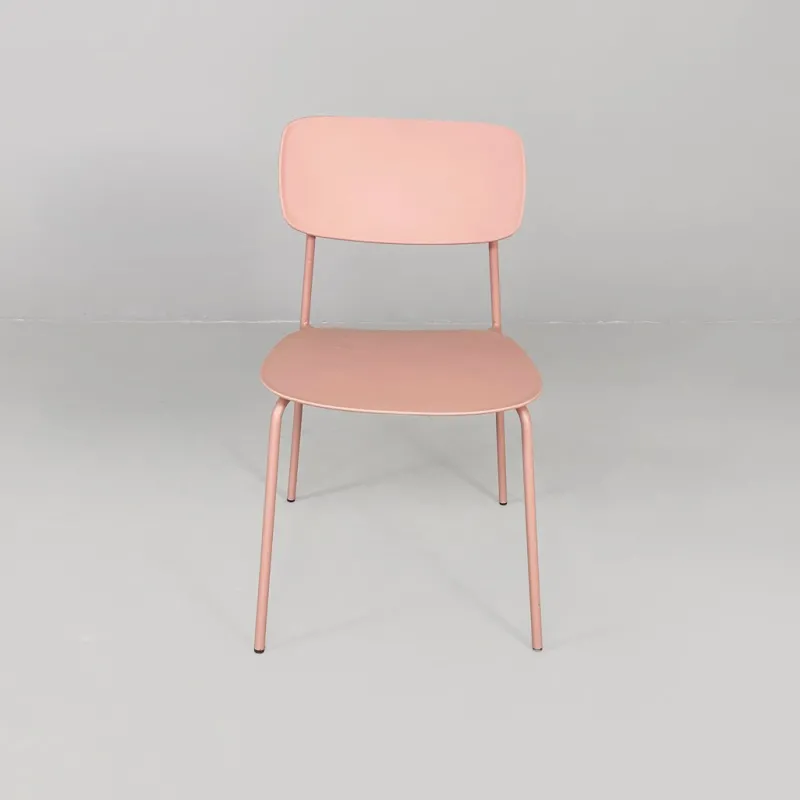 Pamono Italian Modern Light Pink Metal and Plastic Chairs from Tomasucci, 2000s, Set of 4> Side Chairs & Dining Chairs