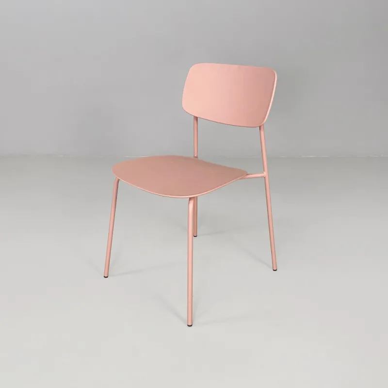Pamono Italian Modern Light Pink Metal and Plastic Chairs from Tomasucci, 2000s, Set of 4> Side Chairs & Dining Chairs