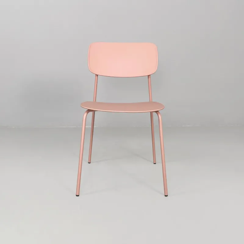 Pamono Italian Modern Light Pink Metal and Plastic Chairs from Tomasucci, 2000s, Set of 4> Side Chairs & Dining Chairs