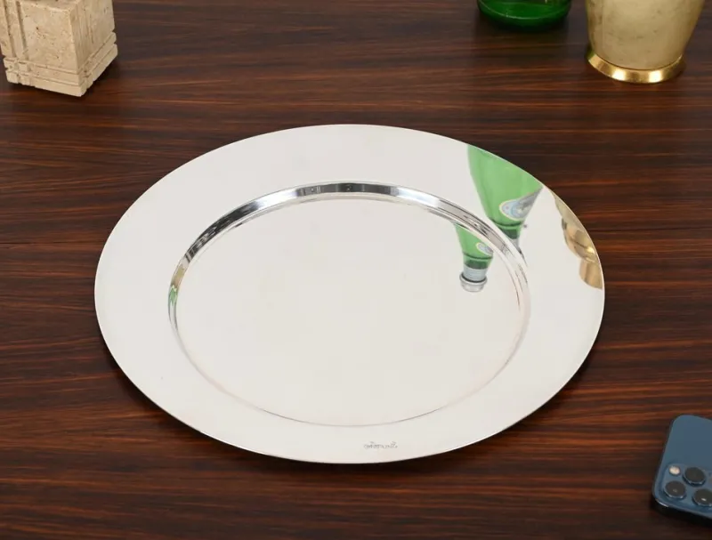 Pamono Italian Modern Silver Plated Serving Plate by Gio Ponti, 1980s> Serving Dishes
