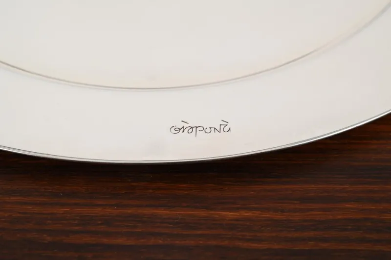 Pamono Italian Modern Silver Plated Serving Plate by Gio Ponti, 1980s> Serving Dishes