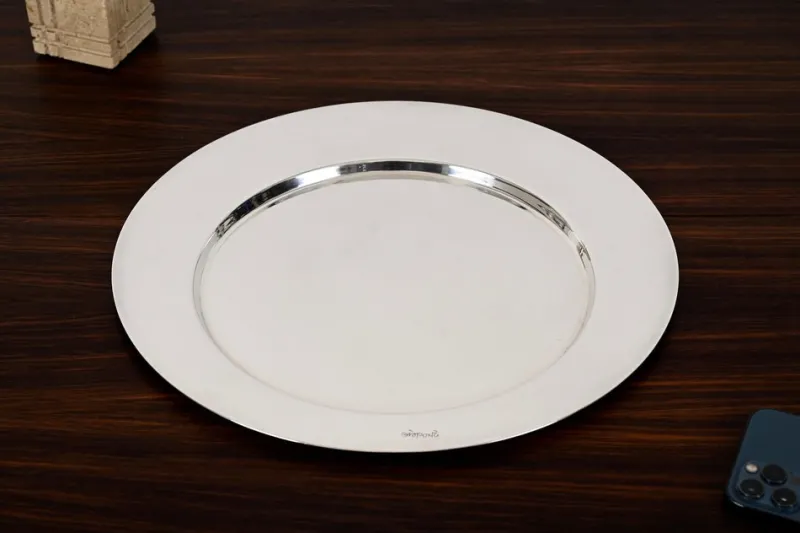 Pamono Italian Modern Silver Plated Serving Plate by Gio Ponti, 1980s> Serving Dishes