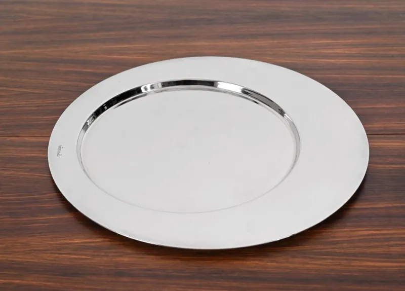 Pamono Italian Modern Silver Plated Serving Plate by Gio Ponti, 1980s> Serving Dishes