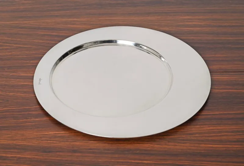 Pamono Italian Modern Silver Plated Serving Plate by Gio Ponti, 1980s> Serving Dishes