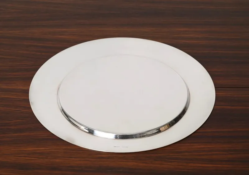 Pamono Italian Modern Silver Plated Serving Plate by Gio Ponti, 1980s> Serving Dishes