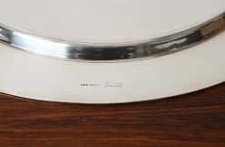 Pamono Italian Modern Silver Plated Serving Plate by Gio Ponti, 1980s><noscript><img width=