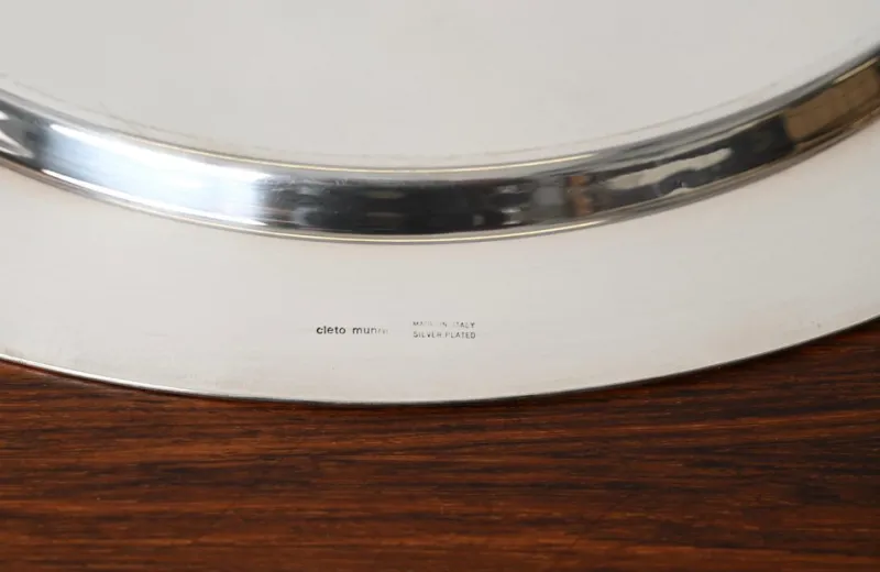 Pamono Italian Modern Silver Plated Serving Plate by Gio Ponti, 1980s> Serving Dishes