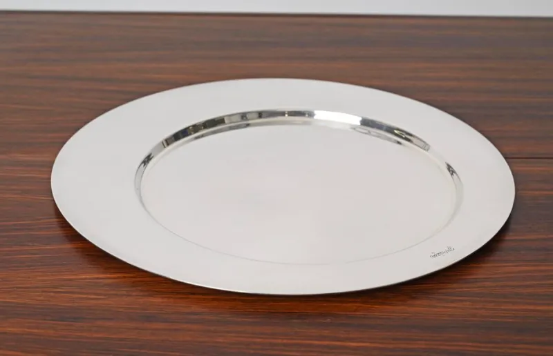 Pamono Italian Modern Silver Plated Serving Plate by Gio Ponti, 1980s> Serving Dishes