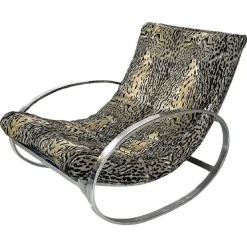 Pamono Italian Modern Tiger Print Rocking Armchair Ellipse Renato Zevi for Selig, 1970s