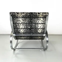 Pamono Italian Modern Tiger Print Rocking Armchair Ellipse Renato Zevi for Selig, 1970s