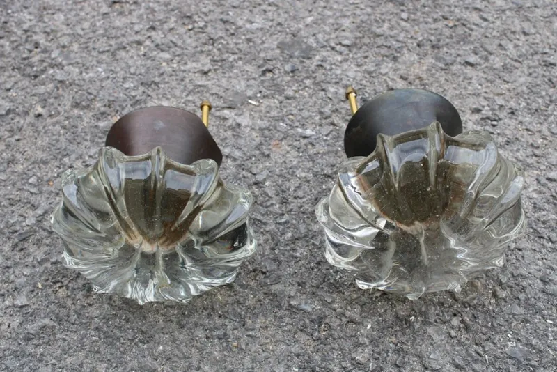 Pamono Italian Murano and Brass Knob Handles from Seguso, 1950, Set of 2> Architectural Elements