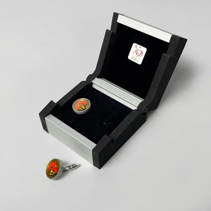 Pamono Italian Murano Glass and Silver 926 Cufflinks by Constantini Gioielli, 1990s, Set of 2> Cufflinks