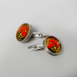 Pamono Italian Murano Glass and Silver 926 Cufflinks by Constantini Gioielli, 1990s, Set of 2><noscript><img width=
