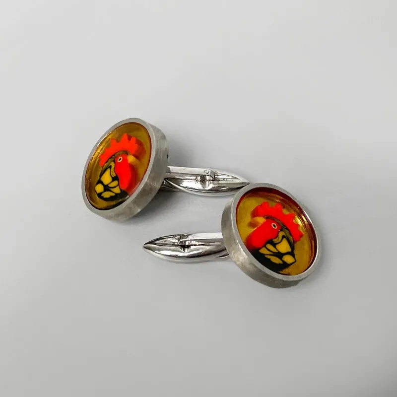 Pamono Italian Murano Glass and Silver 926 Cufflinks by Constantini Gioielli, 1990s, Set of 2> Cufflinks
