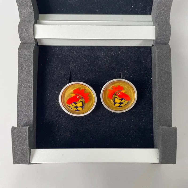 Pamono Italian Murano Glass and Silver 926 Cufflinks by Constantini Gioielli, 1990s, Set of 2> Cufflinks