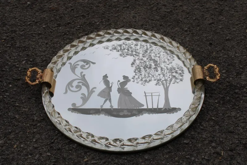 Sale Pamono Italian Murano Glass Tray, 1950s