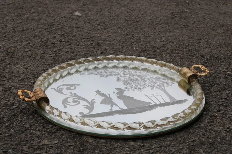 Sale Pamono Italian Murano Glass Tray, 1950s