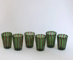 Pamono Italian Murano Glass Water Glasses by Mariana Iskra, Murano Verres for Ribes, Maestro Ballarin Murano., Set of 6> Tabletop