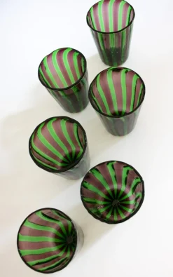 Pamono Italian Murano Glass Water Glasses by Mariana Iskra, Murano Verres for Ribes, Maestro Ballarin Murano., Set of 6><noscript><img width=
