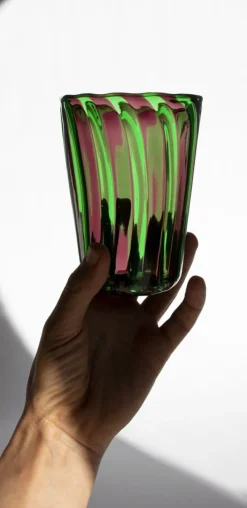 Pamono Italian Murano Glass Water Glasses by Mariana Iskra, Murano Verres for Ribes, Maestro Ballarin Murano., Set of 6><noscript><img width=