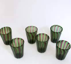 Pamono Italian Murano Glass Water Glasses by Mariana Iskra, Murano Verres for Ribes, Maestro Ballarin Murano., Set of 6><noscript><img width=